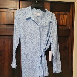 Liz Claiborne Light Blue Patterned Blouse
